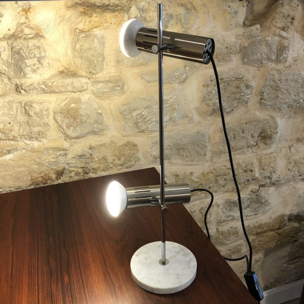 Alain Richard for Disderot table lamp model A4 marbel base double spot