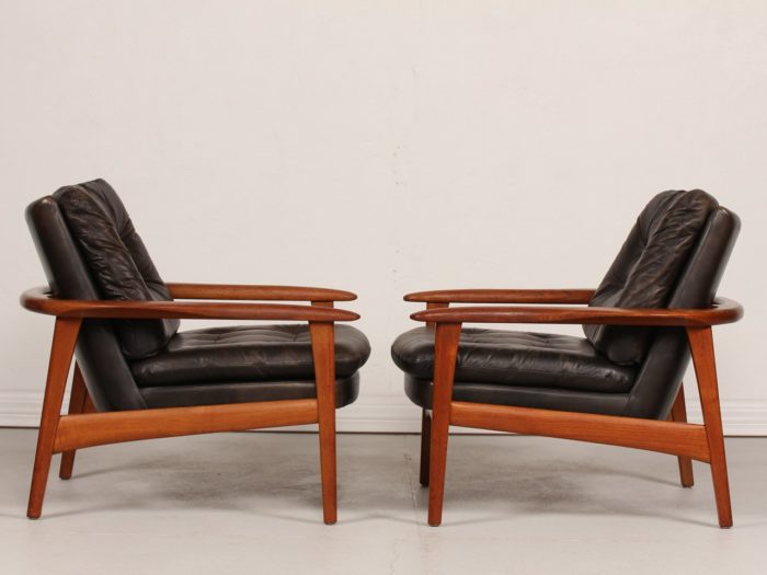 Danish leather armchairs vintage 60's