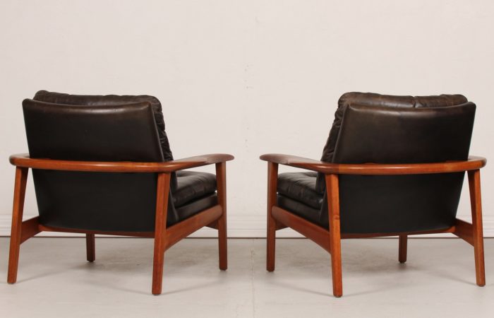 Danish leather armchairs vintage 60's